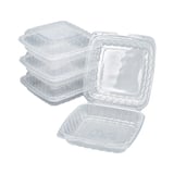 8" x 8" Clear PS Plastic Clamshell Container​ - (200/Case)
