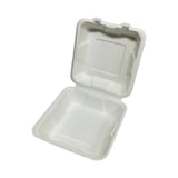 8" x 8" x 3" White Compostable Bagasse Clamshell Take-Out Container - (120/Case)