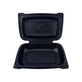 9" x 6" Black TFPP Plastic Clamshell To-Go Container​ - (110/Case)