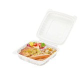9" x 9" 3-Compartment Microwaveable White Mineral-Filled Plastic Hinged Take-Out Container - (150/Case)