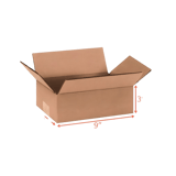 9" x 6" x 3" Corrugated Shipping Box – Kraft 32 ECT, Single Wall - (25/Bundle)