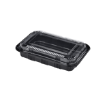 Rectangular Black Plastic Containers with lids 8.3" x 5.7" x1 .8" - (400/Case)
