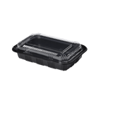Rectangular Black Plastic Containers with lids 8" x 5.2" x 1.8" - (450/Case)