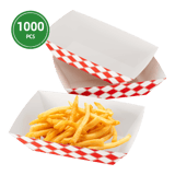 1 lb. Red & White Checkered Pattern Paper Food Trays - (1000/Case)