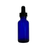 1 oz. (30 ml) Cobalt Blue Boston Round Glass Bottle with Black Dropper - (81/Case)