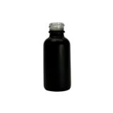 1 oz. (30 ml) Matte Black Boston Round Glass Bottle 20-400 Neck Finish - (81/Case)