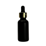 1 oz. (30 ml) Matte Black Boston Round Glass Bottle with Black Bulb & Gold Dropper - (81/Case)
