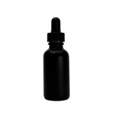 1 oz. (30 ml) Matte Black Boston Round Glass Bottle with Black Dropper - (81/Case)