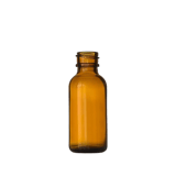 1 oz Amber Boston Round Glass Bottle with 20-400 Neck Finish - (360/Case)