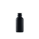 1 oz Black Frosted Glass Boston Round Bottle 20-400 Neck Finish
