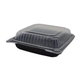 10" x 10" Black PP Plastic Hinged Container with Clear Vented Lid - (100/Case)