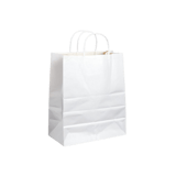 10 x 5 x 13" White Paper Customisable Shopping Bag with Handles - (250/Case)