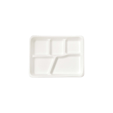 10.43" x 8.46" 5-Compartment PFAS Free Compostable Lunch Trays - (500/Case)