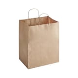 10.5" x 7" x 13" Kraft Paper Shopping Bag with Handles - (250/Case)