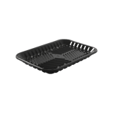 11 3/4" x 7 1/2" x 3/4" Black PET Plastic Meat Trays - (250/Case)