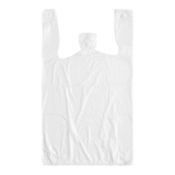 1/10 Small Size White Unprinted Standard-Duty T-Shirt Bag - (2000/Case)