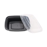 12 oz. Black Microwavable PP Plastic Rectangular Food Container​ with Lid - (150/Case)