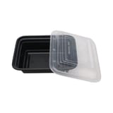 12 oz. Heavy Weight Black PP Plastic Rectangular Food Container​ with Lid, Microwavable - (150/Case)