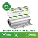 12" x 1000' Standard Duty Food Service Aluminum Foil Roll 16 Mic - (1 Roll)