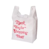 12" x 22" x 7" Non-Woven White T-Shirt Bag, Thank You Print - (200/Case)