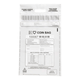 12.5" x 21.5" Clear Plastic Coin Deposit Bags with Die-Cut Handle & Tear-off Receipt