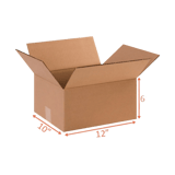 12" x 10" x 6" Corrugated Shipping Box – Kraft 32 ECT, Single Wall - (25/Bundle)