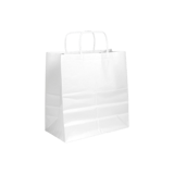 13 x 7 x 17" White Paper Customizable Shopping Bag with Handles - (250/Case)