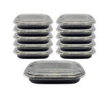 13.39" x 13.39" x 1.97" Square Sushi Containers with Clear Lids​ - (60/Case)