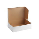 14" × 10" × 4" White Cake / Bakery Box, 1-Piece, Lock Corner, 1/4 Sheet - (100/Case) 6141
