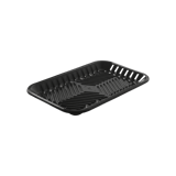 15" x 8 1/16" x 3/5" Black PET Plastic Meat Trays - (200/Case)