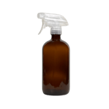 16 oz. Amber Boston Round Glass Bottle with Clear Trigger Sprayer - (12/Case)