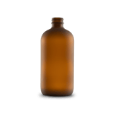 16 oz Amber Frosted Glass Boston Round Bottle 28-400 Neck Finish