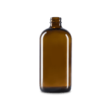 16 oz Amber Glass Boston Round Bottle 28-400 Neck Finish