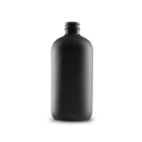 16 oz Black Frosted Glass Boston Round Bottle 28-400 Neck Finish