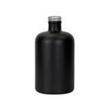 16 oz. Black Matte Boston Round Glass Bottle 28-400 Neck Finish - (12/Case)