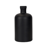 16 oz. Black Matte Boston Round Glass Bottle with Black Cap - (12/Case)