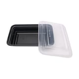 16 oz. Black Microwavable PP Plastic Rectangular Food Container​ with Lid, Heavy Weight - (120/Case)