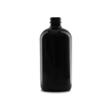 16 oz Black UV Glass Boston Round Bottle 28-400 Neck Finish