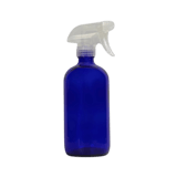 16 oz. Cobalt Blue Boston Round Glass Bottle with Clear Trigger Sprayer - (12/Case)