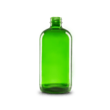 16 oz Green Glass Boston Round Bottle 28-400 Neck Finish