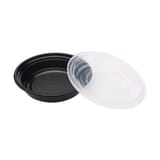 16 oz. Heavy Weight Black PP Plastic Round Food Container​ with Lid, Microwavable - (150/Case)