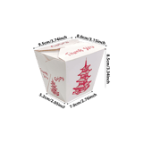 16 oz. Pagoda Print White Chinese Microwavable Paper Take Out Containers - (400/Case)