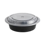 16 oz Black Round Microwavable Container With Lid, Heavy Weight - (150/Case)