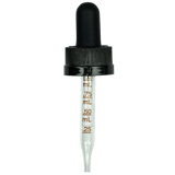 18-400 Black CRC Dropper with 66 mm Graduated Glass Pipette (Fits 0.5 oz Boston Round Bottle) - 1400/Case