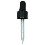 18-400 Black Dropper with 66 mm Glass Pipette (Fits 0.5 oz Boston Round Bottle) - 1000/Case