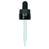 18-415 Black CRC Tamper Evident Dropper with 76 mm Glass Pipette (Fits 30 ml Euro Round Bottle) - 1000/Case