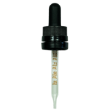 18-415 Black CRC Tamper Evident Dropper with 76 mm Graduated Glass Pipette (Fits 30 ml Euro Round Bottle) - 1000/Case