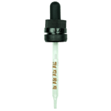 18-415 Black CRC Tamper Evident Dropper with 91 mm Graduated Glass Pipette (Fits 60ml Euro Round Bottle) - 2000/Case