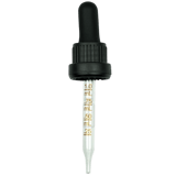 18-415 Black Tamper Evident Dropper with 76 mm Graduated Glass Pipette (Fits 30 ml Euro Round Bottle) - 1000/Case