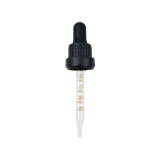 18-415 Black Tamper Evident Dropper with 91 mm Graduated Glass Pipette (Fits 60ml Euro Round Bottle) - 2000/Case